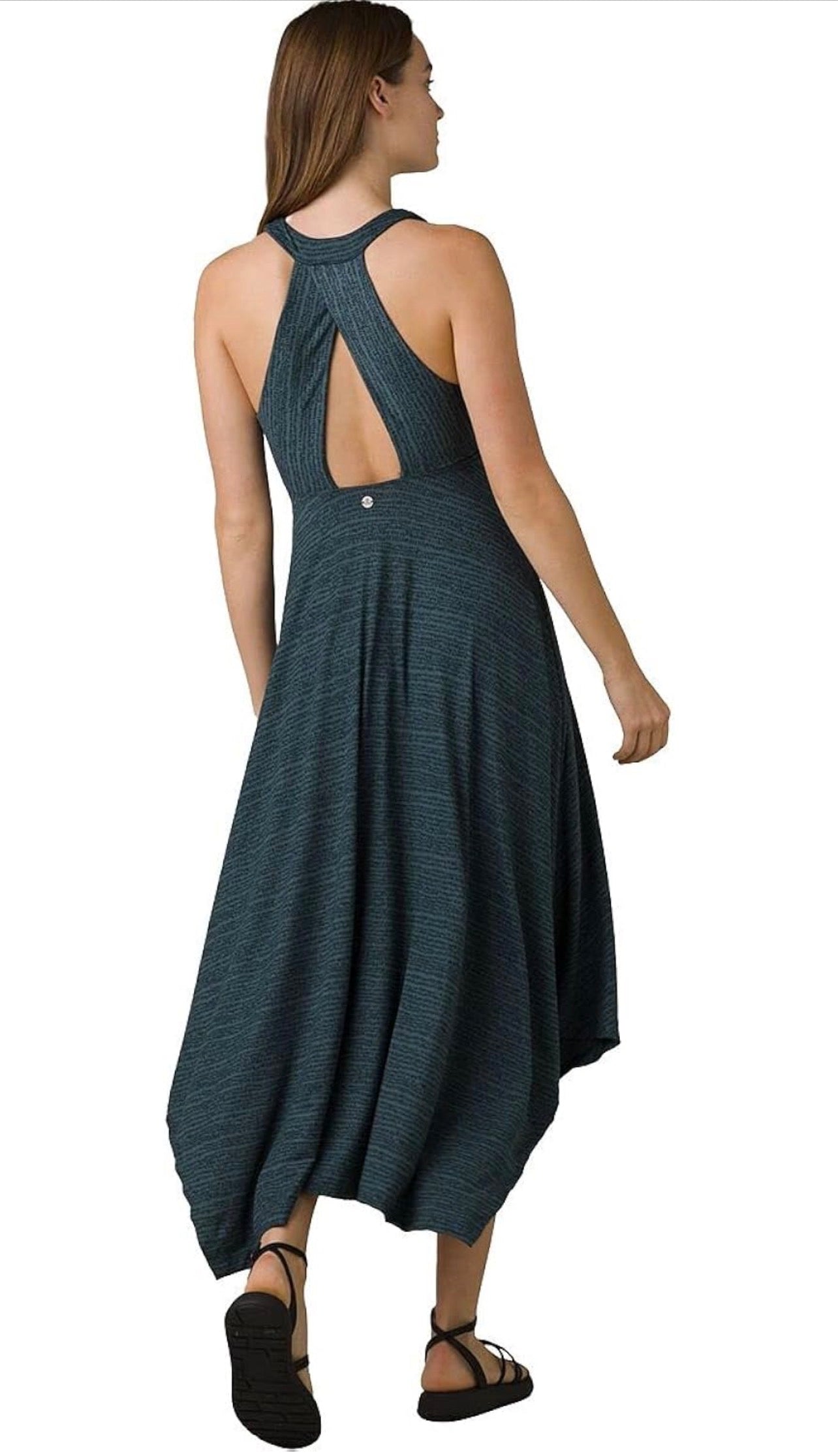 Prana Saxon Dress in Grey Blue Pebbles - Small