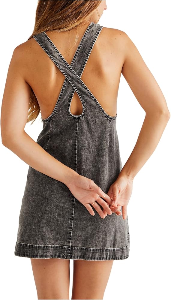 Free People Wilderado Denim Mini Dress in On Mute - Medium