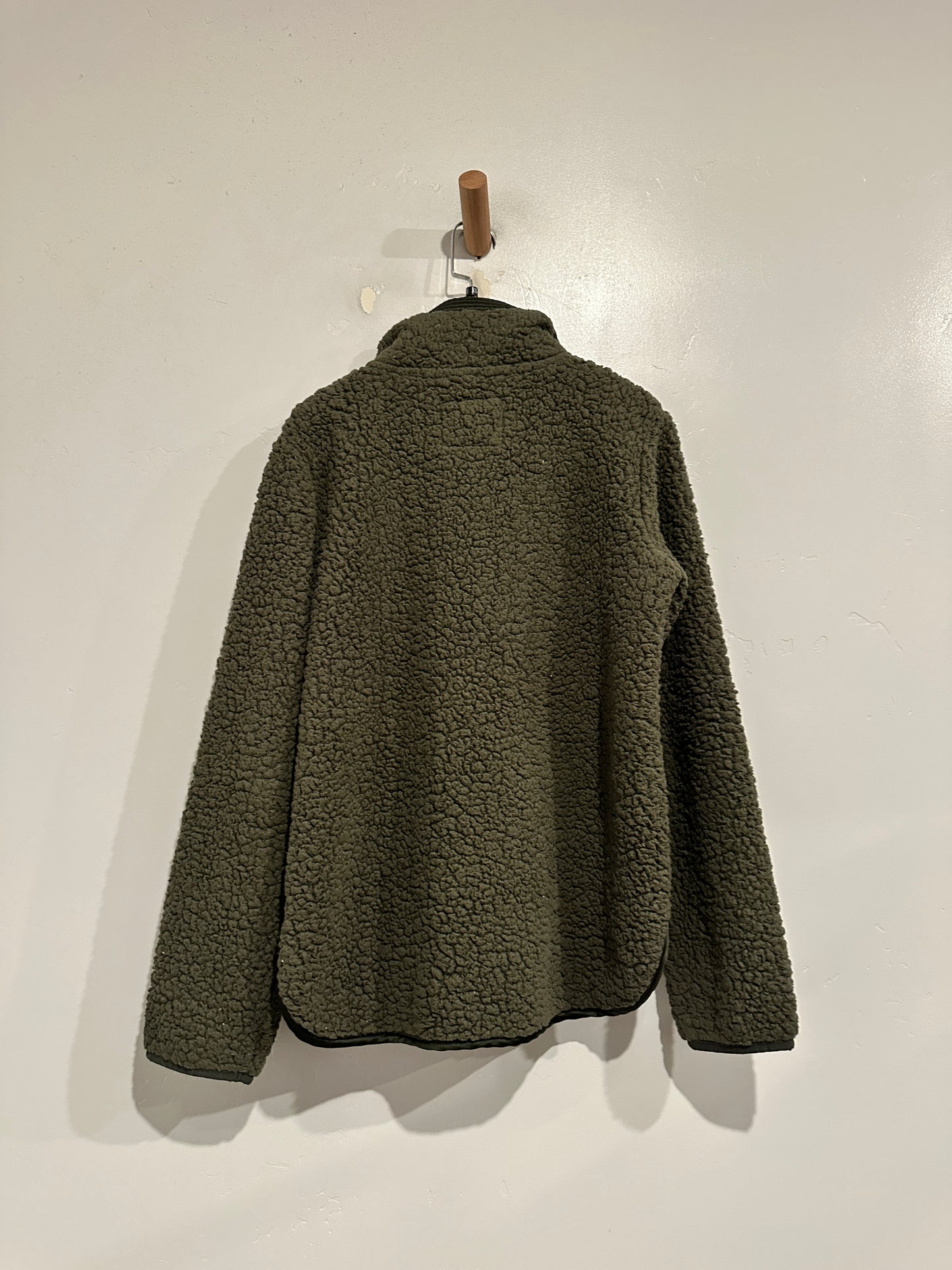 Abercrombie & Fitch Green Shearling Quarter Zip Pullover - XS