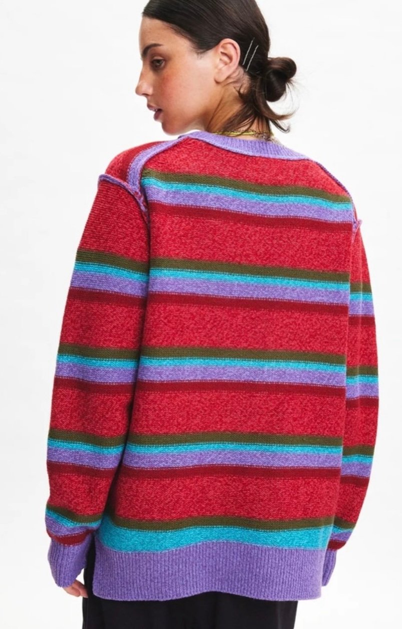 UO BDG Colorful Oversized Stripe Sweater - Small