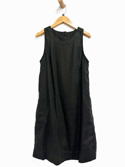J. Crew Black Button-Back Linen Dress - XS