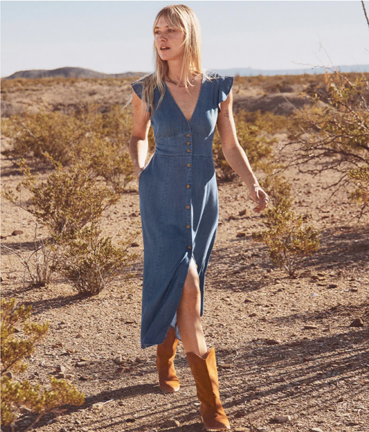Marine Layer Camila Midi Dress Medium Wash - Medium