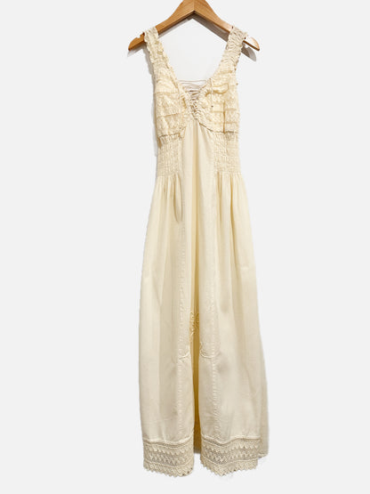 NN Cream Lace Up Cotton Maxi Dress - Small