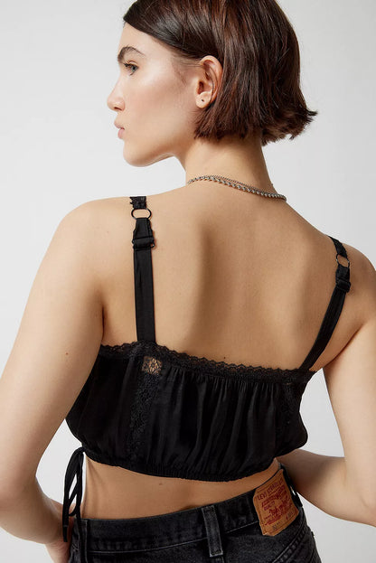 Urban Outfitters Tuli Satin Bubble Cropped Tank Top - Small