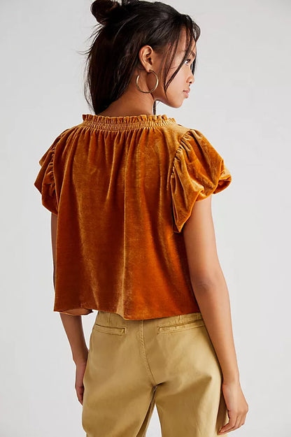 Free People Terese Velvet Top in Pumpkin Pie
