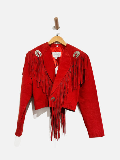 Scully Red Fringe Crop Jacket - 8