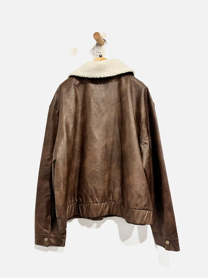 Marc New York Brown Vegan Leather Bomber Jacket - XL