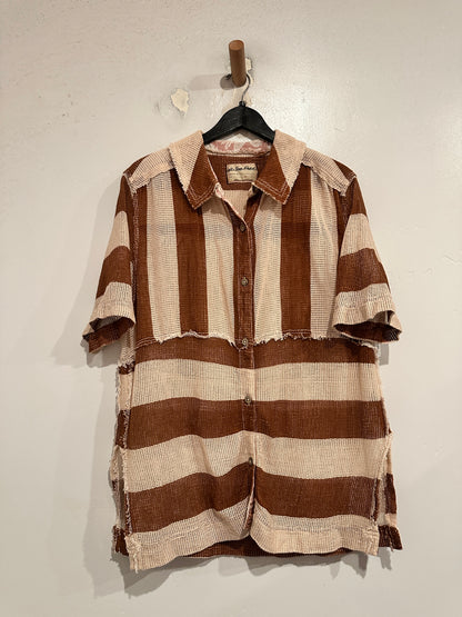 Free People Del Mar Cabana Shirt in Brown Combo - Small