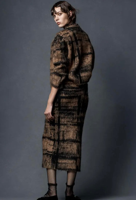 Zara Brown Knit Midi Skirt - Medium