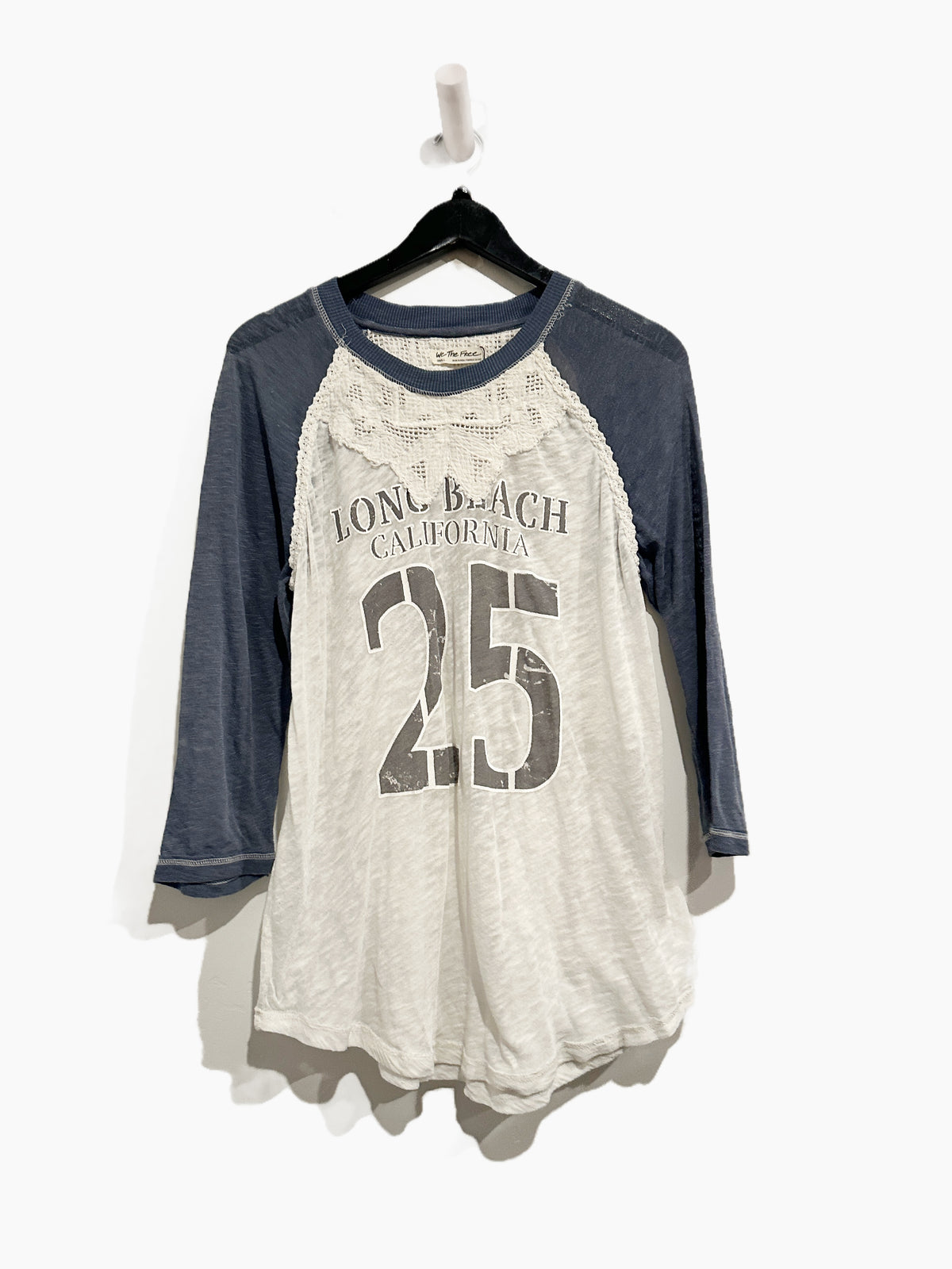 Free People Champ Crochet Baseball Tee - Small