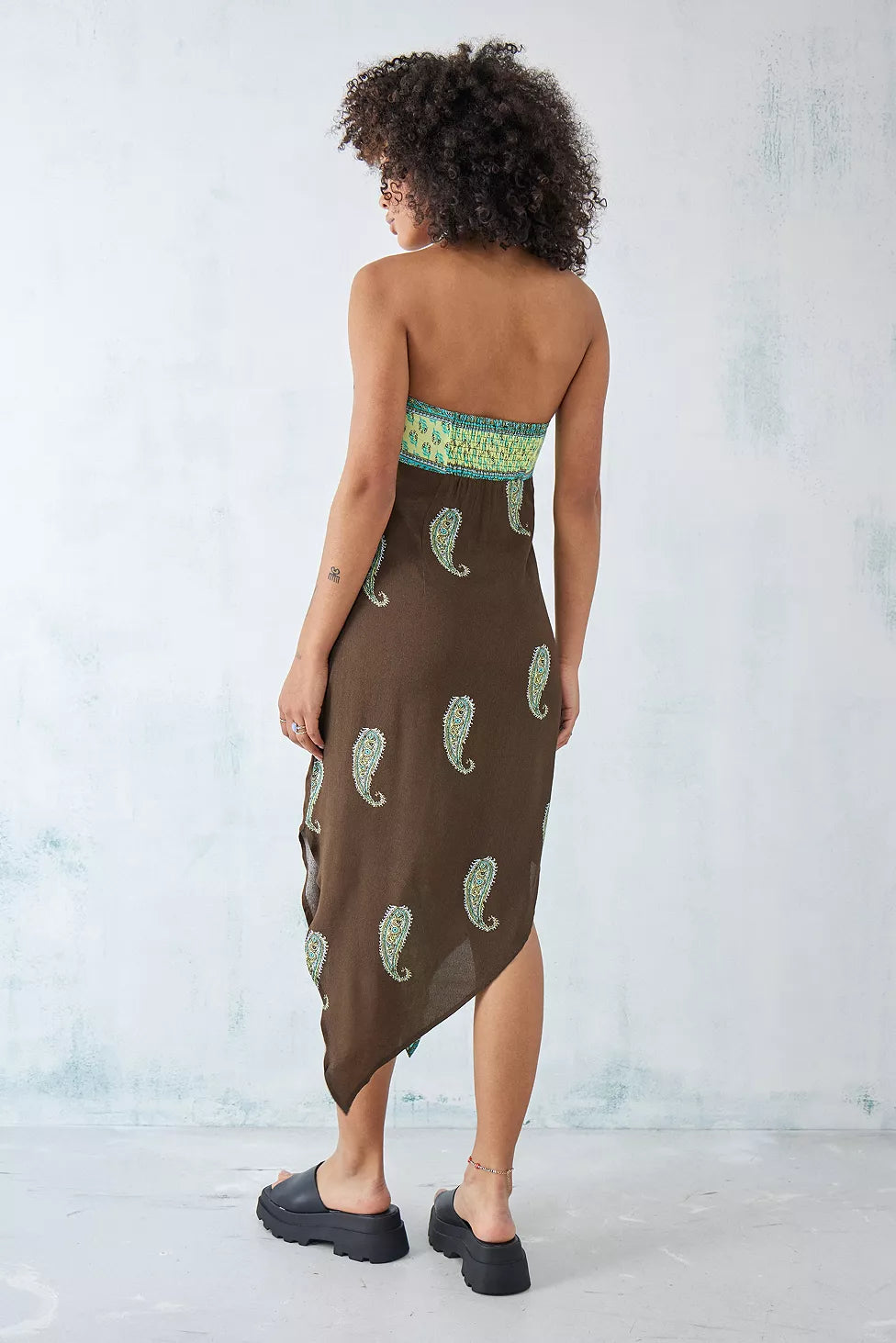 Ecote Brown Pacy Strapless Midi Dress - Large