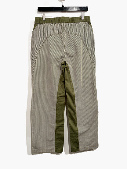 Peihot Green Stripe Wide Leg Pants - Medium