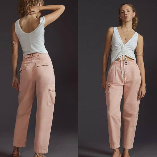 Anthropologie Pilcro Pink Pleated Cargo Trousers - 30