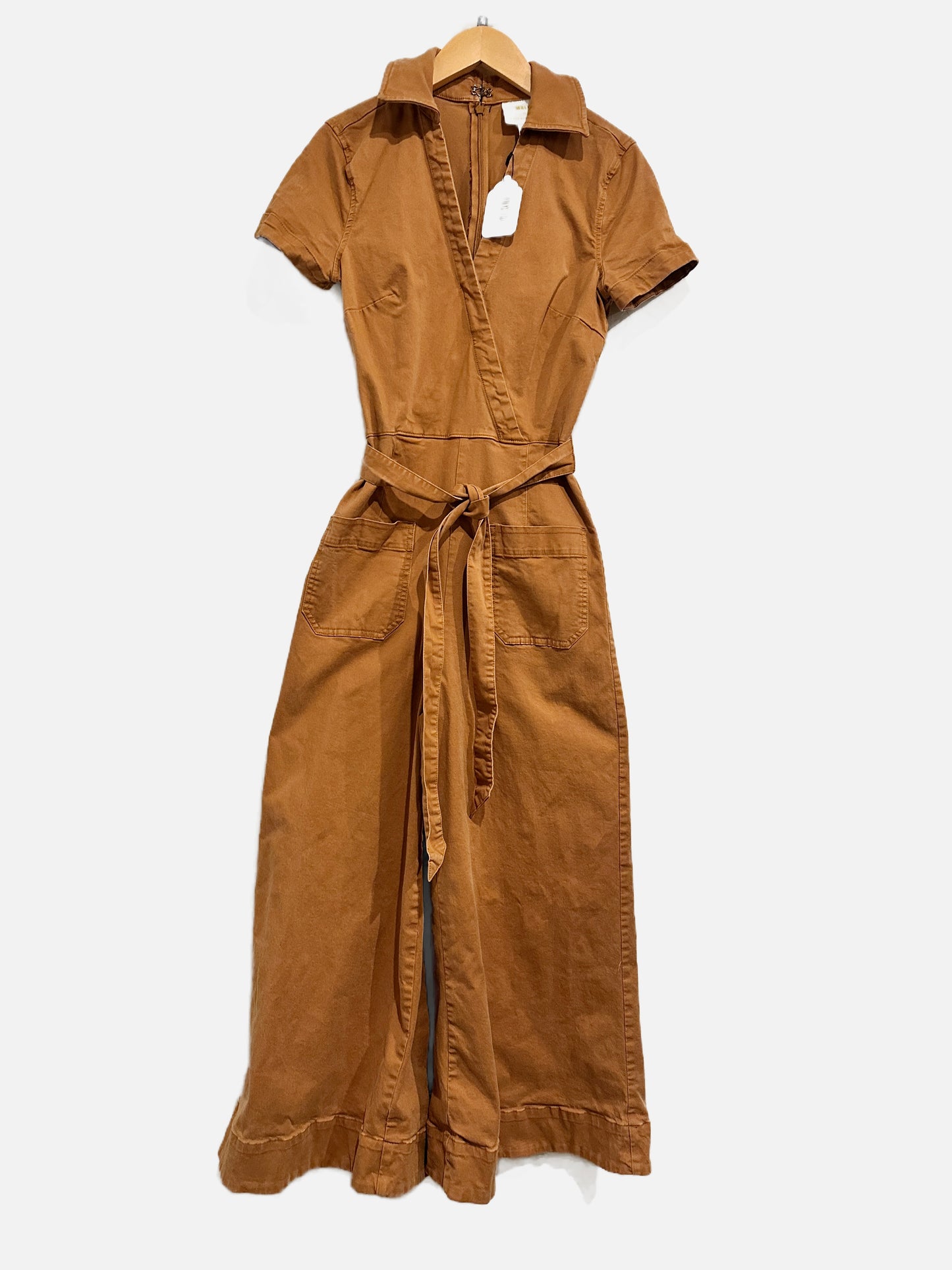 Anthropologie Maeve Wrapped Culotte Jumpsuit in Neutral - 0