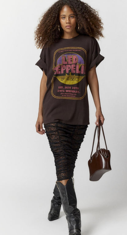 Led Zeppelin Oversized Brown Graphic Tee - S/M