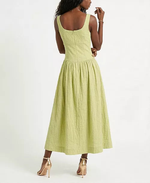 Taylor Square Neck Drop Waist Dress in Kiwi - 12
