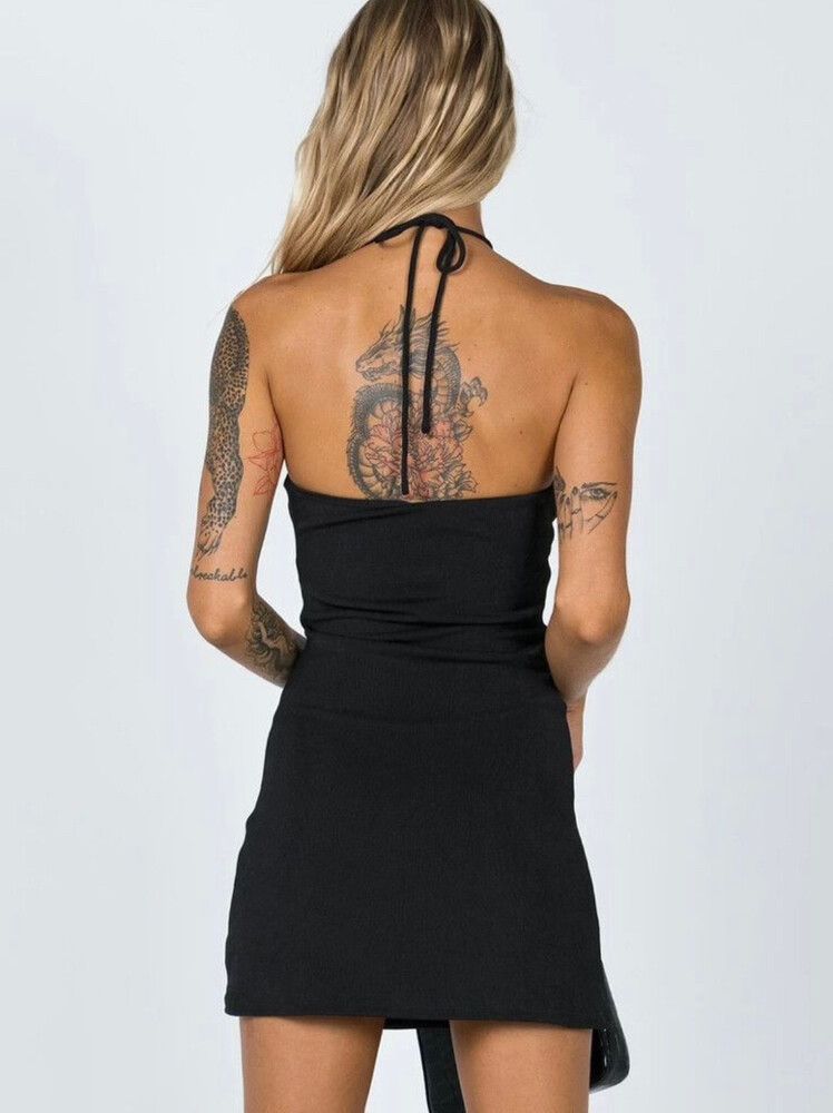 Princess Polly Pazia Black Halter Mini Dress - 6