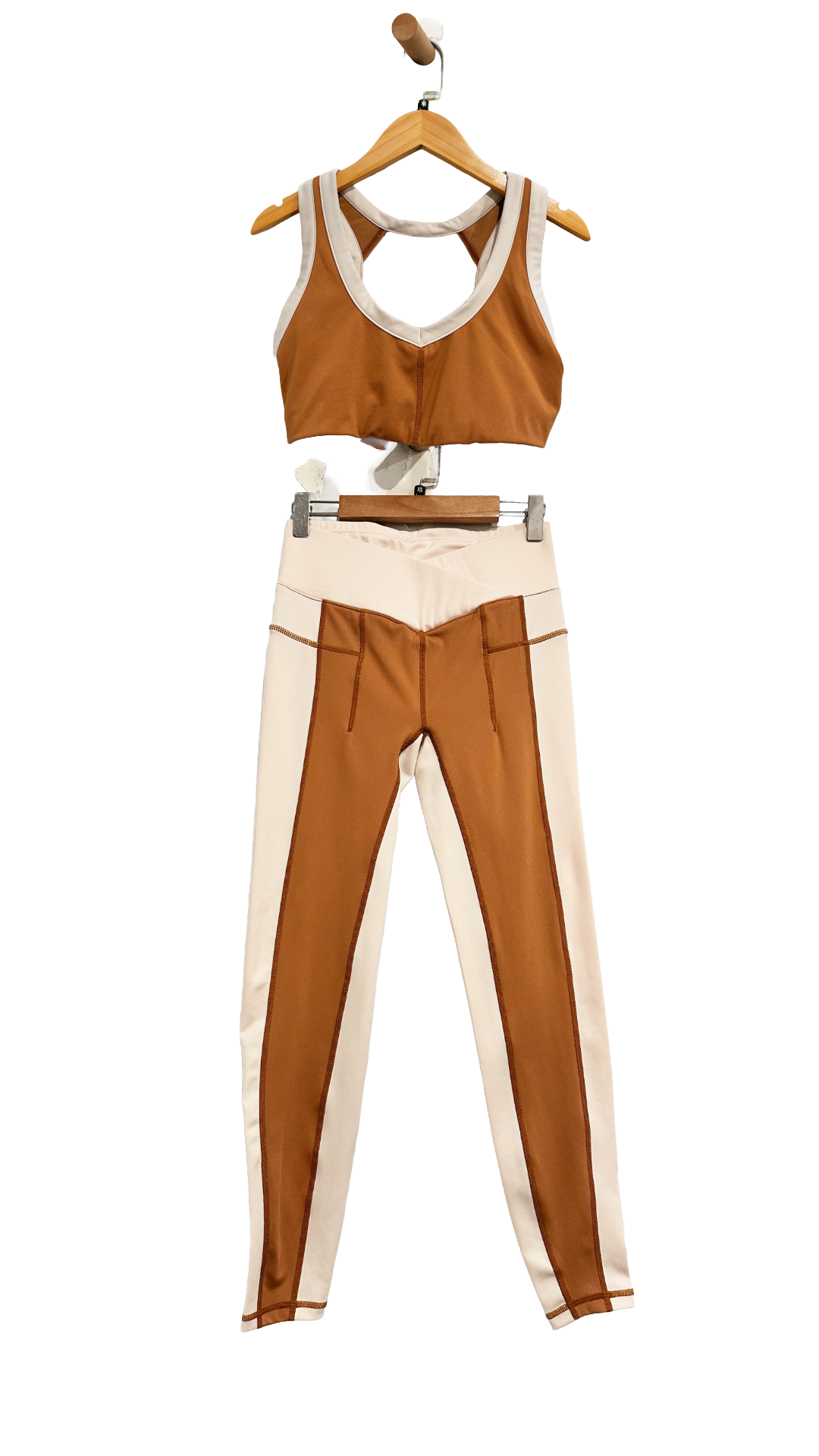 Free People Rebel Legging & Sports Bra Set in Burnt Topaz/Mother of Pearl - S/XS