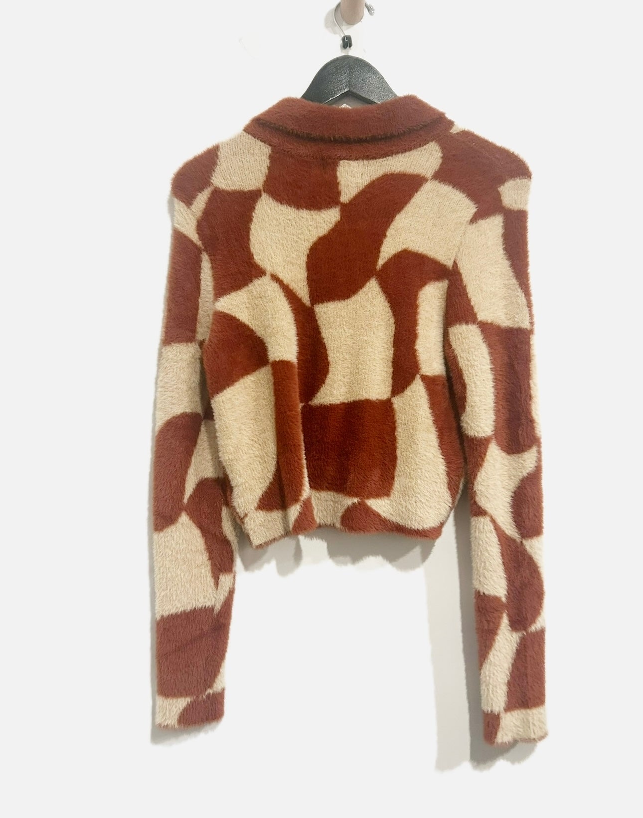 Lush Brown and Cream Eyelash Cardigan - Large