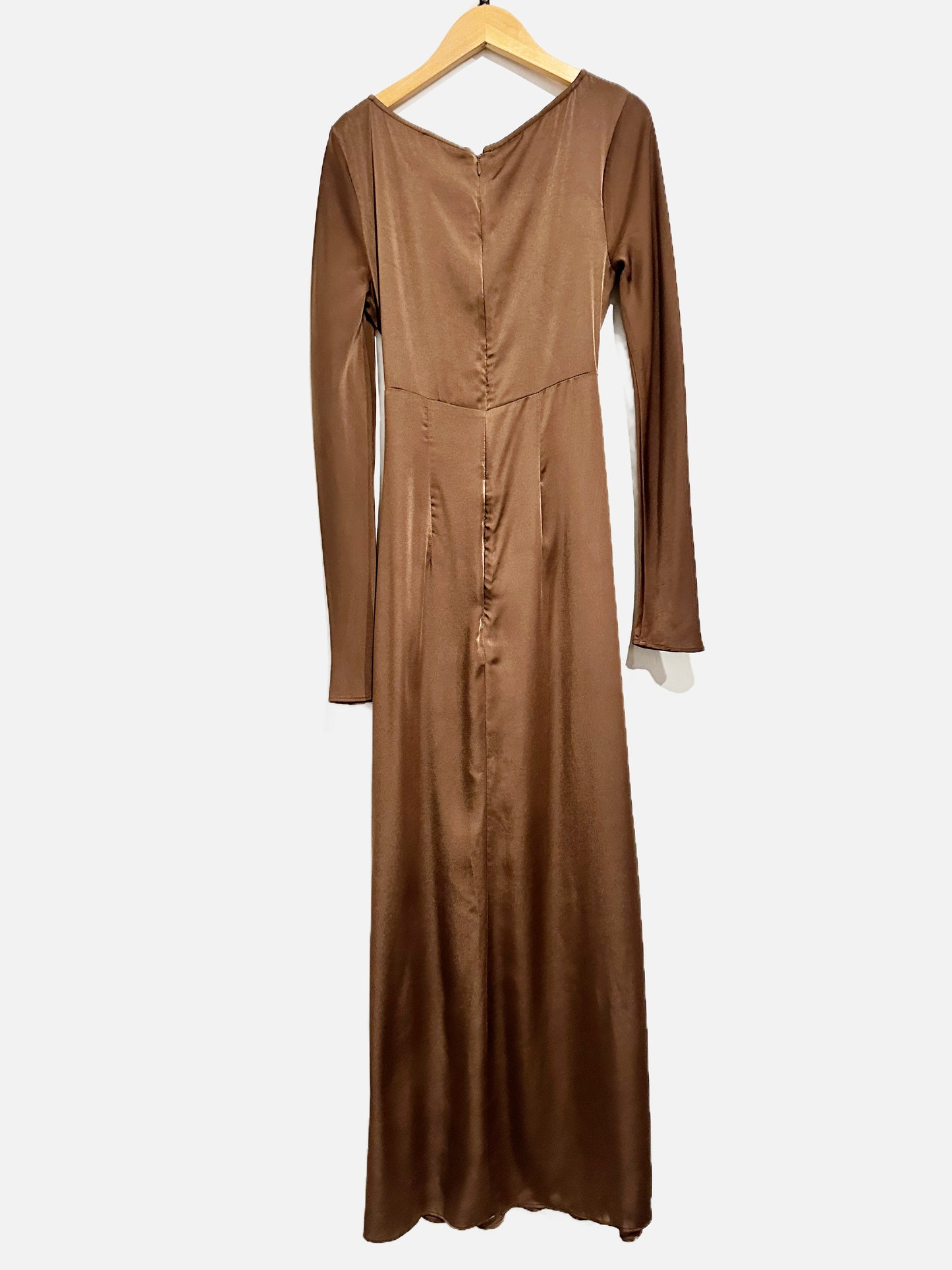Bardot Brown Satin Maxi Dress - XS