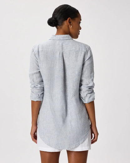 Quince Blue and White Pinstripe Button Down - Small