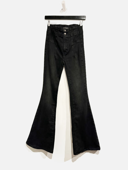 Free People Jayde Flare Jeans in Black Onyx - 25