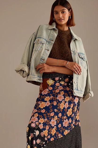 Anthropologie Kachel Floral Patchwork Maxi Skirt - 6