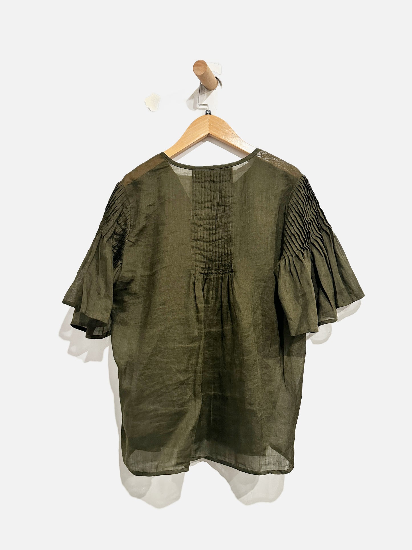 Banana Republic Green Pleated Blouse - XS