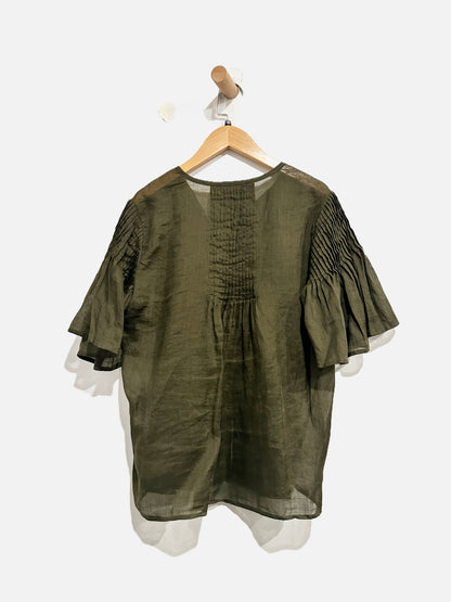Banana Republic Green Pleated Blouse - XS