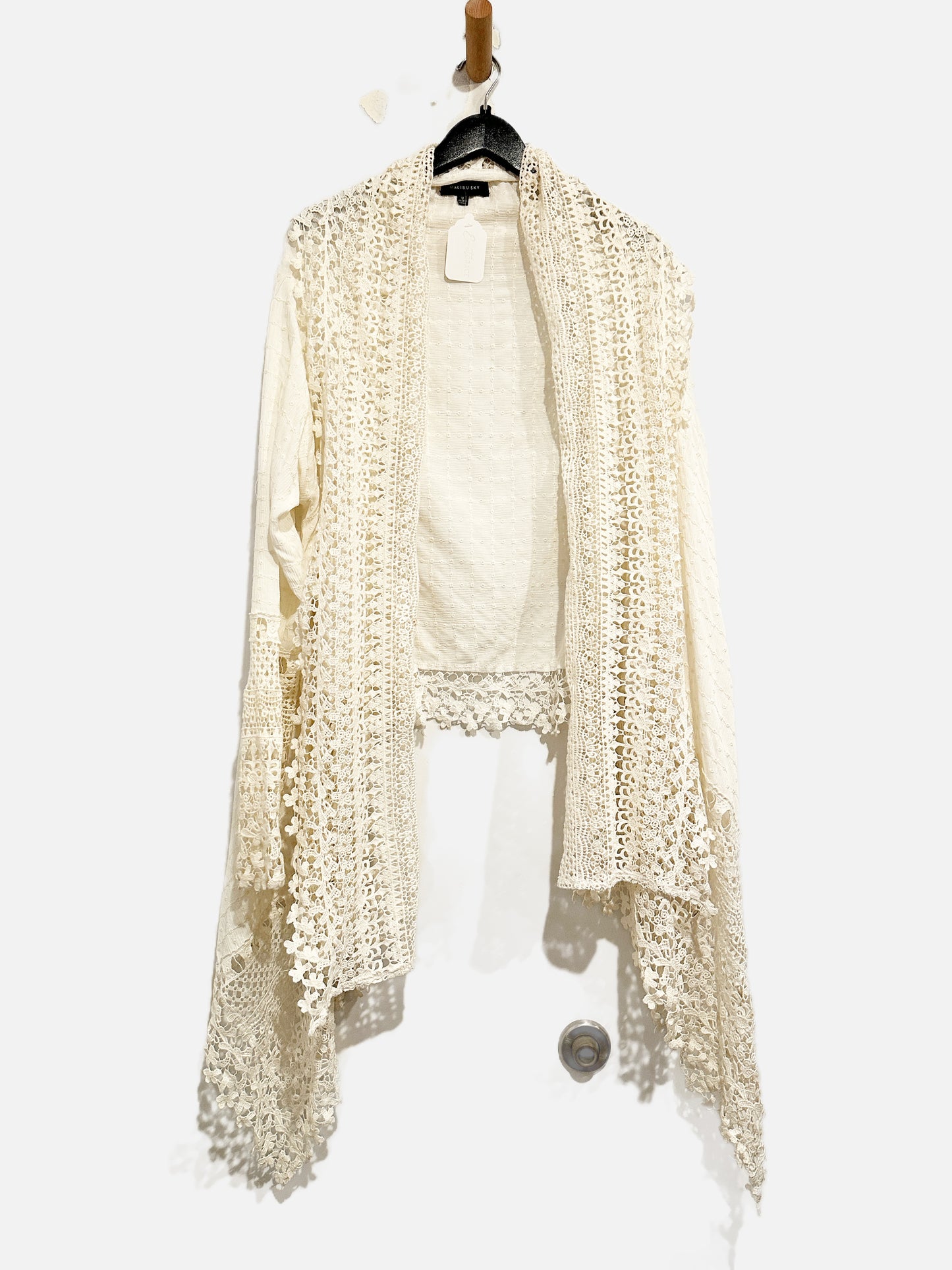 Malibu Sky Cream Lace Kimono - Medium