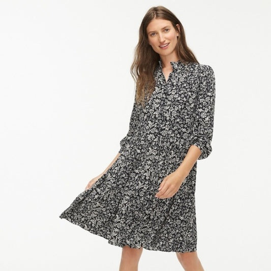J.Crew Black Floral Mini Dress - Large