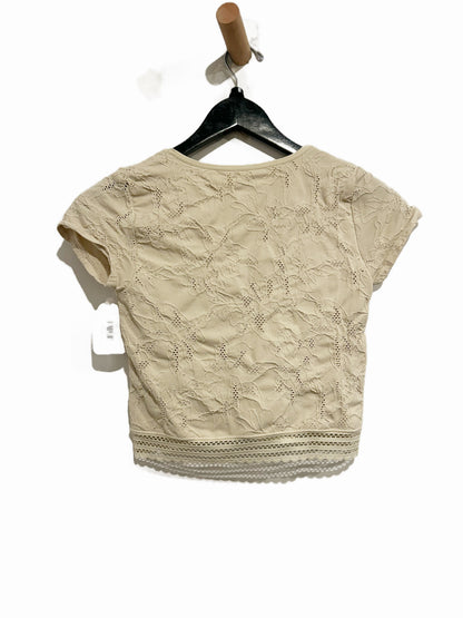 Aerie Superchill Beige Floral Seamless Cap Sleeve Top - Small