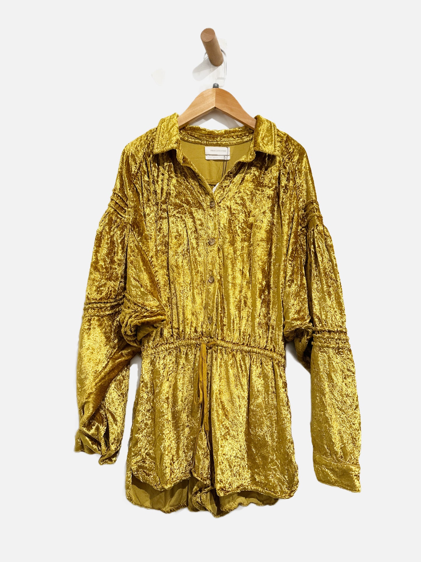 Urban Outfitters Gold Velvet Romper - Small