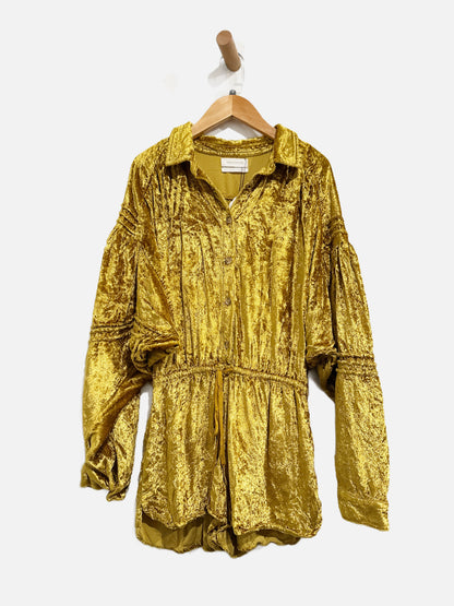 Urban Outfitters Gold Velvet Romper - Small