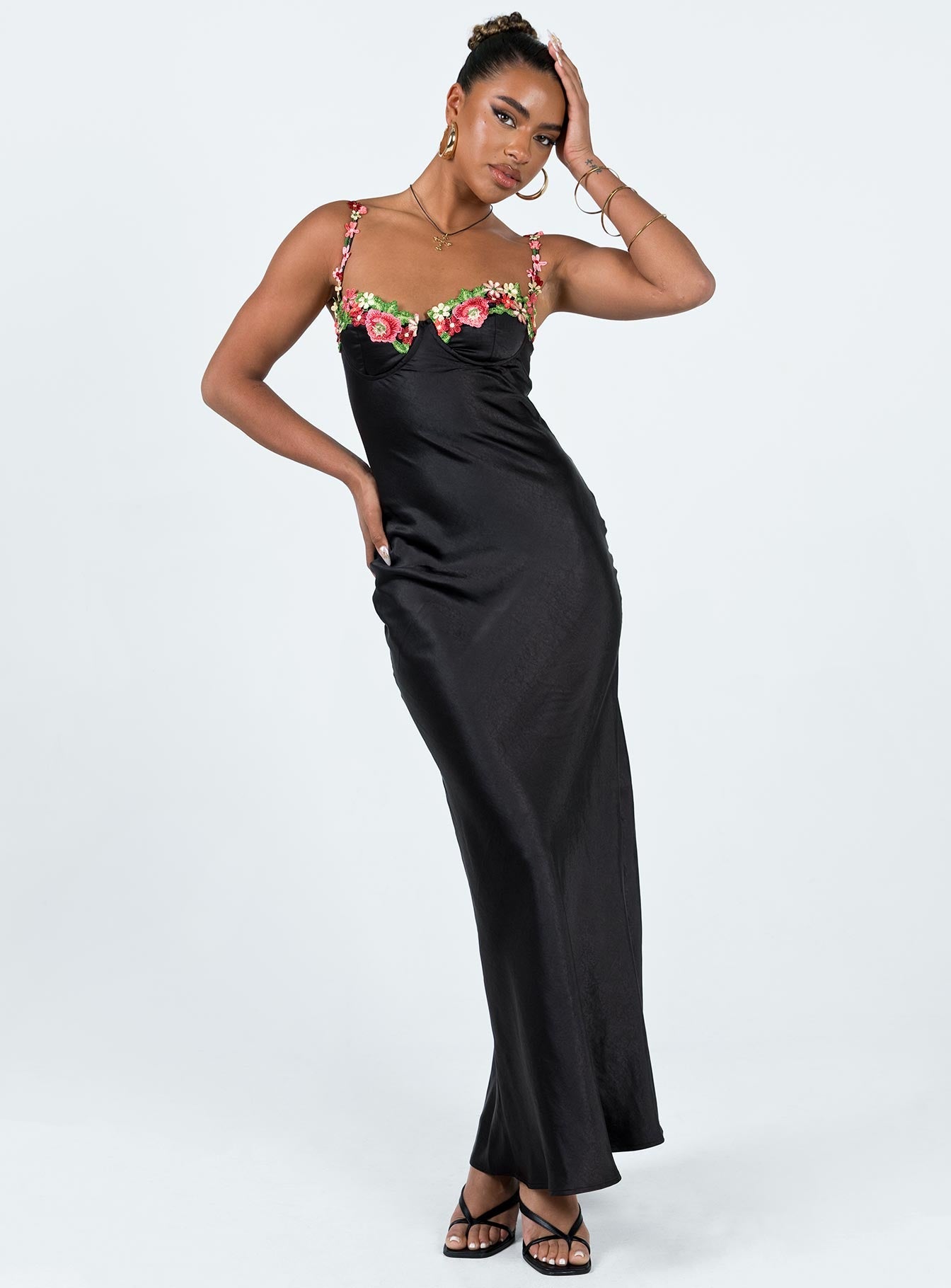 Princess Polly Kenzie Floral Maxi Dress in Black - 2