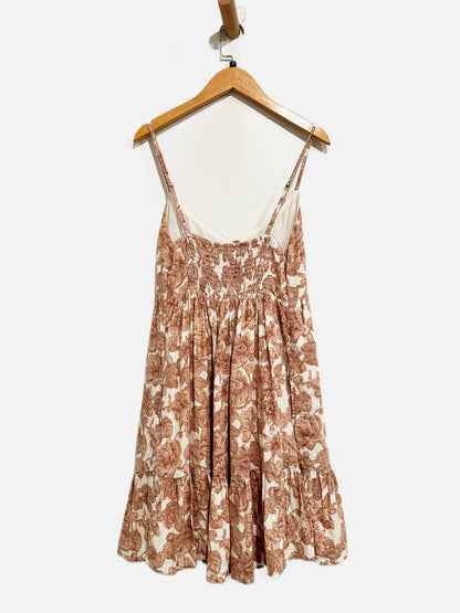 Abercrombie & Fitch Tan Floral Linen Mini Dress - Small