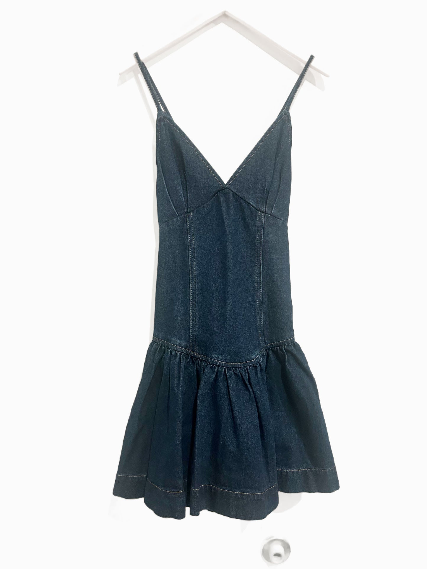 Commense Cross-Back Denim Flared Dress - Small