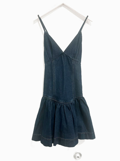 Commense Cross-Back Denim Flared Dress - Small