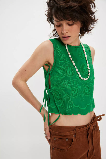 Free People Faded Gardens Tank in Green - Large