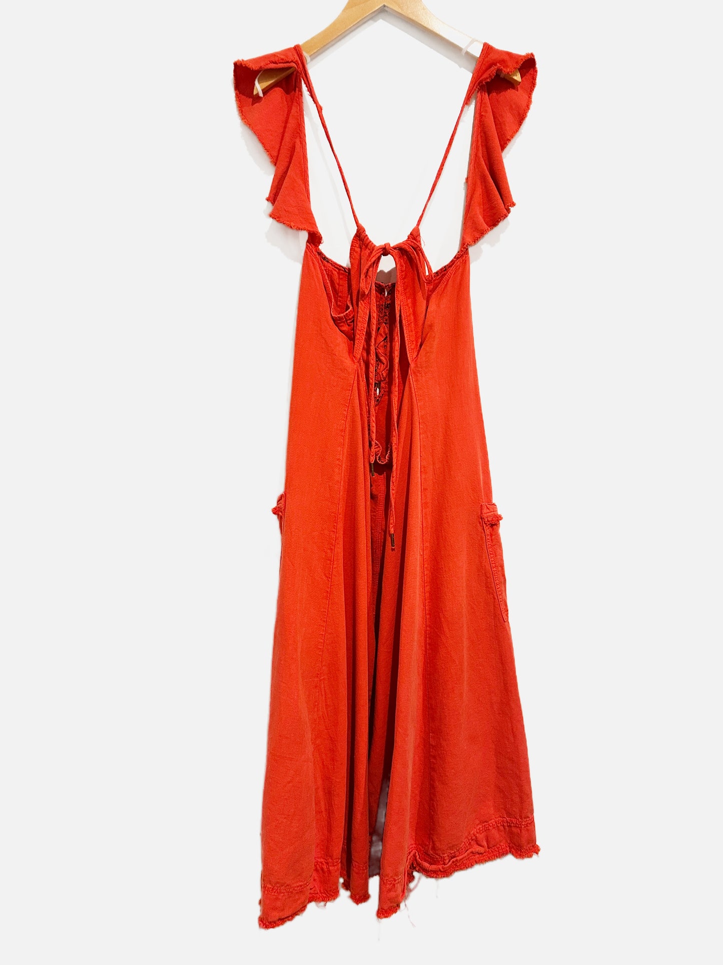 Anthropologie Flutter Sleeve Midi Dress in Red - Medium