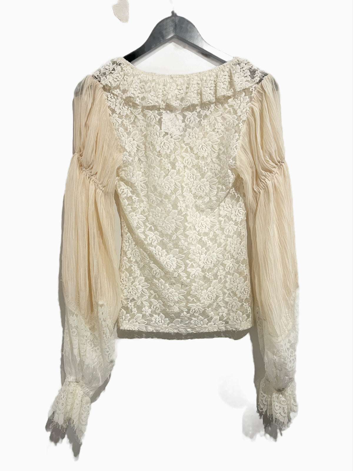 Anthropologie Wide-Sleeve Sheer Lace Top in Ivory - Medium