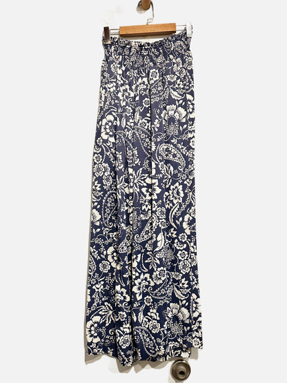 Anthropologie Maeve Blue and White Floral Wide Leg Pants -XXS