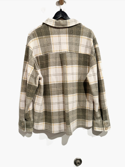 American Eagle Green/White Plaid Shacket - Large