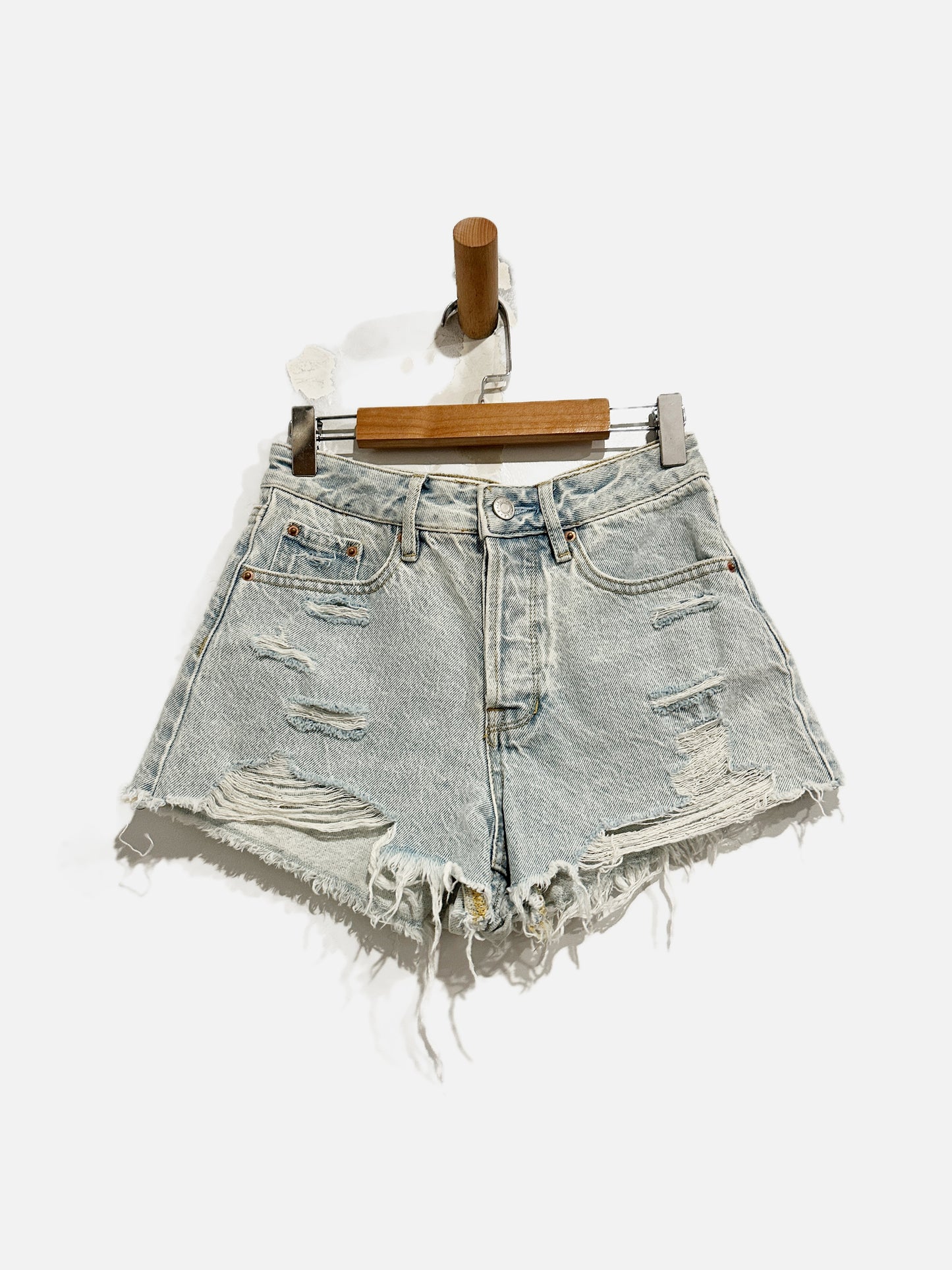 Pacsun Light Wash Distressed High Rise Festival Shorts - 23