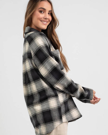 Rip Curl Count Flannel Shirt in Washed Black - Small