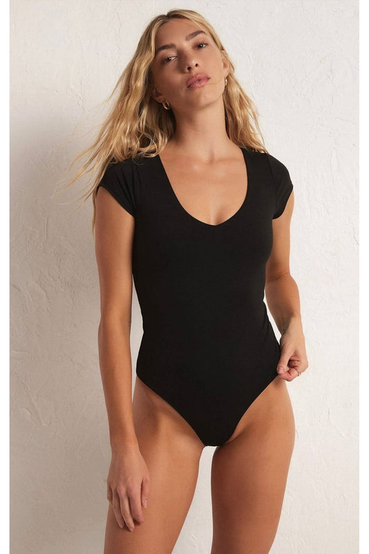 Z Supply Lucia So Smooth Bodysuit in Black - XS