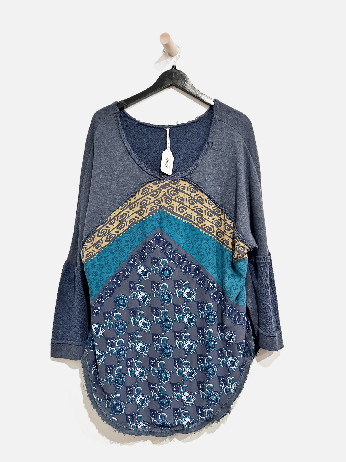 Free People Blue Scarf Sweatshirt - Medium