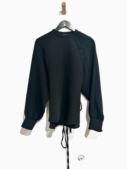 Zara Black Tie Long Sleeve Blouse - Large
