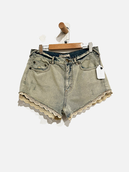 Free People Y2K Lace Trim Denim Shorts - 27
