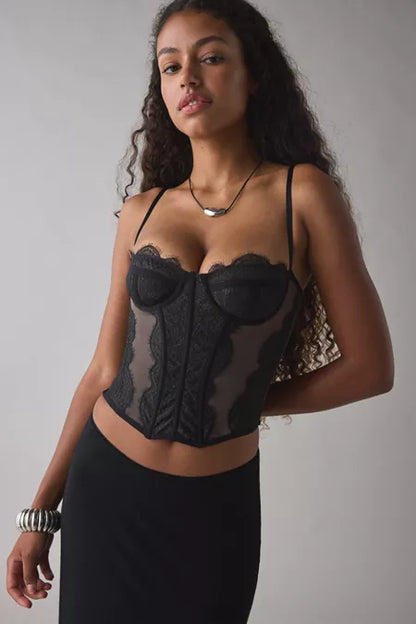 UO Out From Under Modern Love Corset in Washed Black - Medium